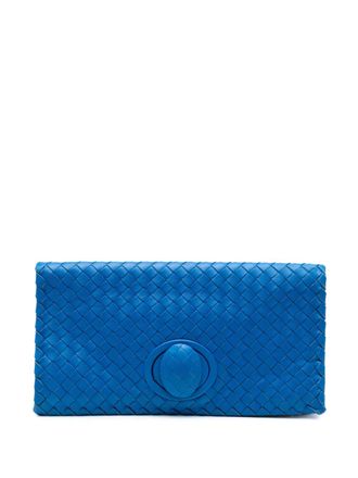 Bottega Veneta 2012-2025 Nappa Intrecciato Turn Lock clutch bag - women - Nappa Leather - One Size - Blue