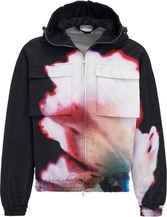 Alexander McQueen Solarised Flower hooded jacket - men - Polyester - 56 - Black