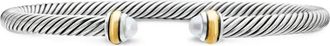 David Yurman 18kt yellow gold and sterling silver Classic Cable bracelet (4mm) - women - Sterling Silver/18kt Yellow Gold/Freshwater Pearl - M