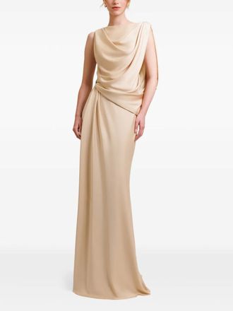 Gemy Maalouf asymmetrical draped maxi dress - Neutrals