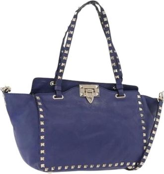 Valentino Pre-owned Vintage Tote Bag - Dames - Vintage Shopper - Blauw - ONE Size - Leer - Vintage