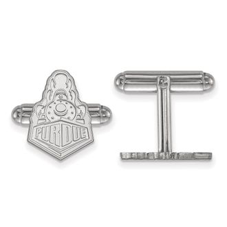 Diamond2Deal Sterling Silver Rhodium-plated Purdue University Boilermakers Train Logo Cuff Links