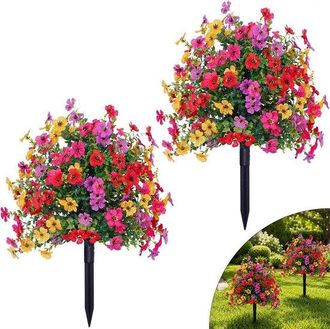 OEM Flores Artificiales Para Exteriores, 2 Piezas, Plantas Artificiales Follaje Resistente Rayos Uv, 55x40cm, Impermeables, Resistentes Intemperie