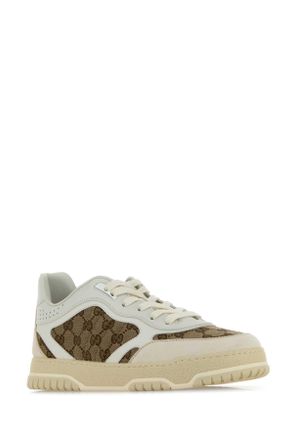 Gucci Mens Multicolor Leather And Gg Supreme Fabric Re-Web Sneakers Ivobeebgwgwg Calf Skin
