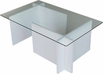 Dmora Tavolino Da Salotto Asellus, Tavolo Basso Da Caff&egrave;, Portariviste Per Divano, Ripiano Da Soggiorno, 105x65h40 Cm, Bianco, Con Imballo Rinforzato, Con I