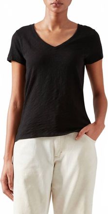 ATM Anthony Thomas Melillo Slub Jersey Schoolboy V-Neck Tee In Black