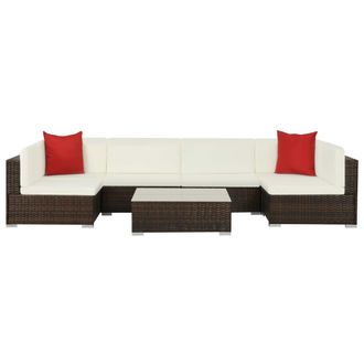 vidaXL Vidaxl Set Divani Da Giardino 7 Pz Con Cuscini In Polyrattan Marrone