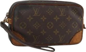 Louis Vuitton Pre-owned Vintage Monogram Clutch - Dames - Vintage Clutch - Bruin - ONE Size - Leer - Vintage
