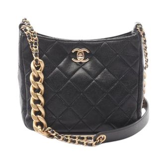 Chanel Pre-owned Matelasse Lamsleren Schoudertas - Dames - Pre-owned - Zwart - Maat: ONE Size Leer