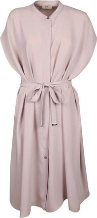 Herno Belted Midi Dress - Dames - Shirt Kleedjes - Beige - XL - Polyester - Kleedjes
