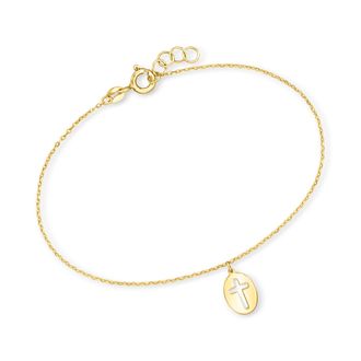 Canaria Canaria Italian 10kt Yellow Gold Cross Cut-Out Charm Bracelet