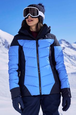 Mountain Warehouse Resort Womens Padded Ski Jacket with Adjustable Hood Water Resistant Coat Navy