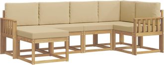 vidaXL Conjunto De Sof&aacute;s De Exterior 6 Uds. Y Beige Poli&eacute;ster Vidaxl