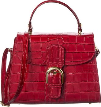 Persaman New York Niamh Croc-Embossed Leather Satchel