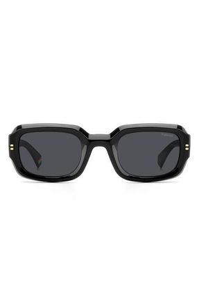 Polaroid 51mm Polarized Rectangular Sunglasses in Black/Grey Polar at Nordstrom
