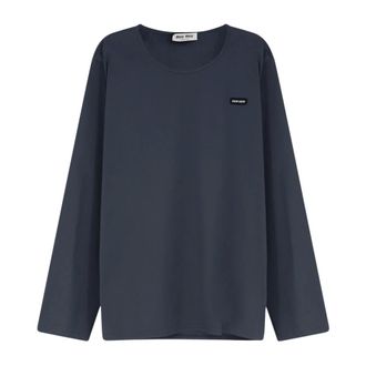 Miu Miu Stretch Poplin Top - Dames - Tops - Grijs - Maat: M Katoen
