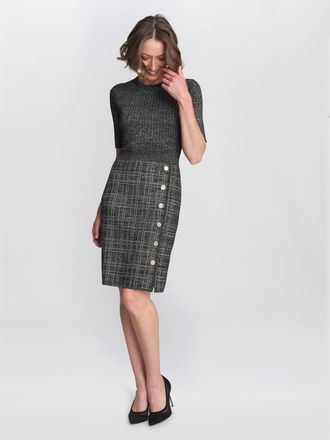 Gina Bacconi Womens Antonella Button Detail Knit Dress - Black - Size X-Large