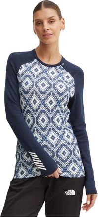 Helly Hansen Lifa Merino Midweight Graphic Long-Sleeve Crew - Dames - Outdoor shirts - Blauw - XL - Wol - Fitness