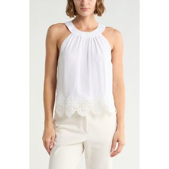 Ramy Brook Karis Halter Neck Lace Trim Tank in Ivory at Nordstrom Rack, Size X-Large