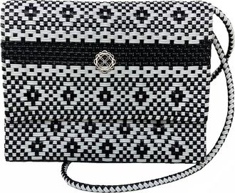 Lola's Bag Womens Handmade Aztec Stripe Long Braided Strap Crossbody Bag In Black