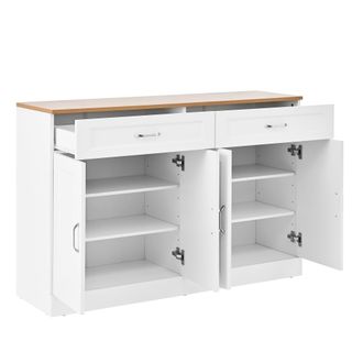 STILVORA Aparador Con 4 Puertas, 2 Cajones Y Estantes Regulables, Estilo Moderno, En Tablero De Part&iacute;culas, Blanco, 120&times;35&times;80,5 Cm