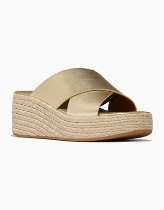 FitFlop Womens Fitflop Platfforms Leather Womens Platino Sandals - Gold - Size: 7