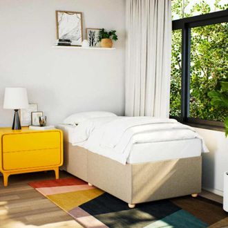 vidaXL Estructura De Cama Sin Colch&oacute;n Tela Crema 100x200 Cm Vidaxl