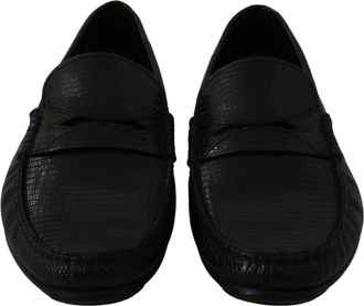 Dolce & Gabbana Mens Lizard Leather Flat Black Skin
