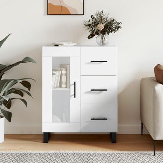vidaXL Vidaxl - Aparador De Madera Contrachapada Blanco Brillante 69,5x34x90 Cm