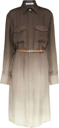 Prada gradient silk shirtdress - women - Silk - 44 - Green