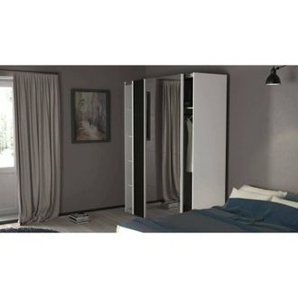 Dmora Armario 2 Puertas Elina, Muebles De Dormitorio, Vestidor, Armario De Ropa, 182x61 H220 Cm, Blanco Y Negro - Dmora
