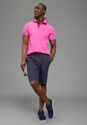 DELMAO Poloshirt DELMAO Neue Kollektion, Herren, Gr. 4XL (68/70), pink, Piqu&eacute;, Obermaterial: 100% Baumwolle, kontrastfarbene Details, normal, angesetztes B&uuml;n