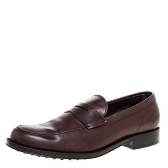Tod's Tods Brown Leather Penny Slip On Loafers