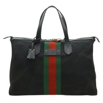 Gucci Pre-owned Tote Bags, female, Black, Size: ONE SIZE Pre-owned Nylon Canvas Tote Bag