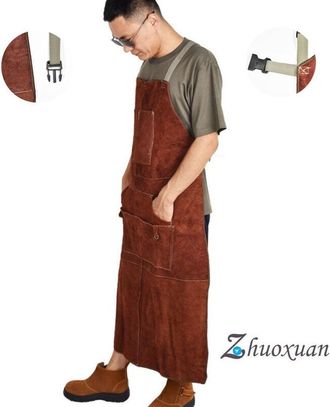 OEM Delantal De Soldadura De Cuero Profesional, De Piel De Vaca Gruesa, Resistente Al Desgaste, Aislante T&eacute;rmico, Antiescaldaduras Y Ign&iacute;fugo