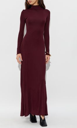 Alaia Dress With Long Sleeves, Womens, Burgundy