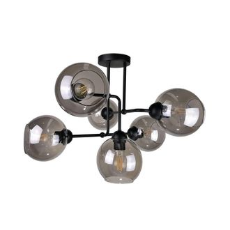 Netlighting Cosmo Multi Arm Semi Flush Ceiling Light Black 55cm 6x E27