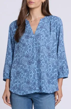 NYDJ Pintuck Top in Blue Dusk Crystals at Nordstrom, Size X-Small