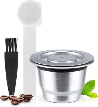 OEM C&aacute;psulas Reutilizables De Acero Inoxidable, Recargables, Compatibles Con M&aacute;quinas Nespresso