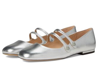 Coach Winley Metallic Leather Mary Jane Womens Flat Shoes Silver : 9.5 M