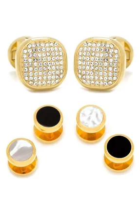 Cufflinks Inc. Pav&eacute; Cuff Link & Reversible Stud Set in Silver at Nordstrom