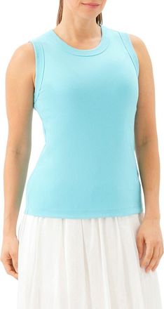 Karen Kane Crewneck Rib Tank in Aqua at Nordstrom, Size X-Small