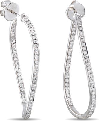 Memoire 18K White Gold 1.50ct Diamond Twist Inside-Out Hoop Earrings MS13-050426
