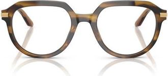 Dolce & Gabbana 53mm Round Optical Glasses in Dark Brown at Nordstrom