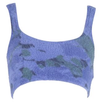 Rotate Bridy Knit Crop Top in Blue Nylon