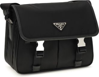 Prada Mens Re-Nylon And Saffiano Shoulder Bag Nero
