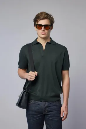 Tom Ford Cotton Silk Tipping SS Buttonless Polo