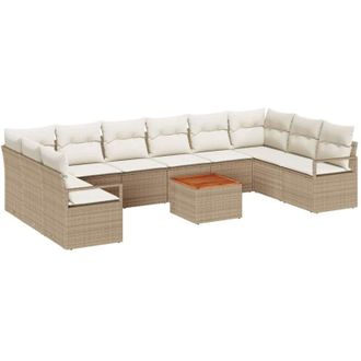 vidaXL Conjunto De Sof&aacute; De Jard&iacute;n 11 Pcs Beige, Blanco Vidaxl