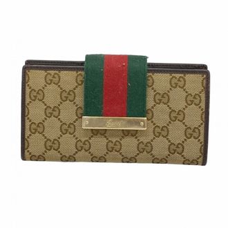 Gucci Brown Canvas Long Wallet (Bi-Fold) (Pre-Owned)