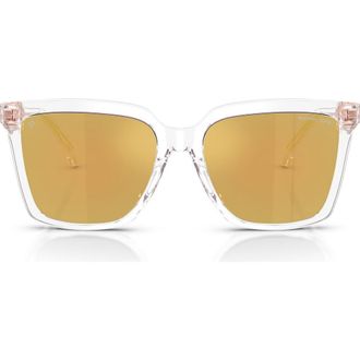 Michael Kors Menaggio 53mm Polarized Square Sunglasses in Crystal /Rose Gold Polar at Nordstrom